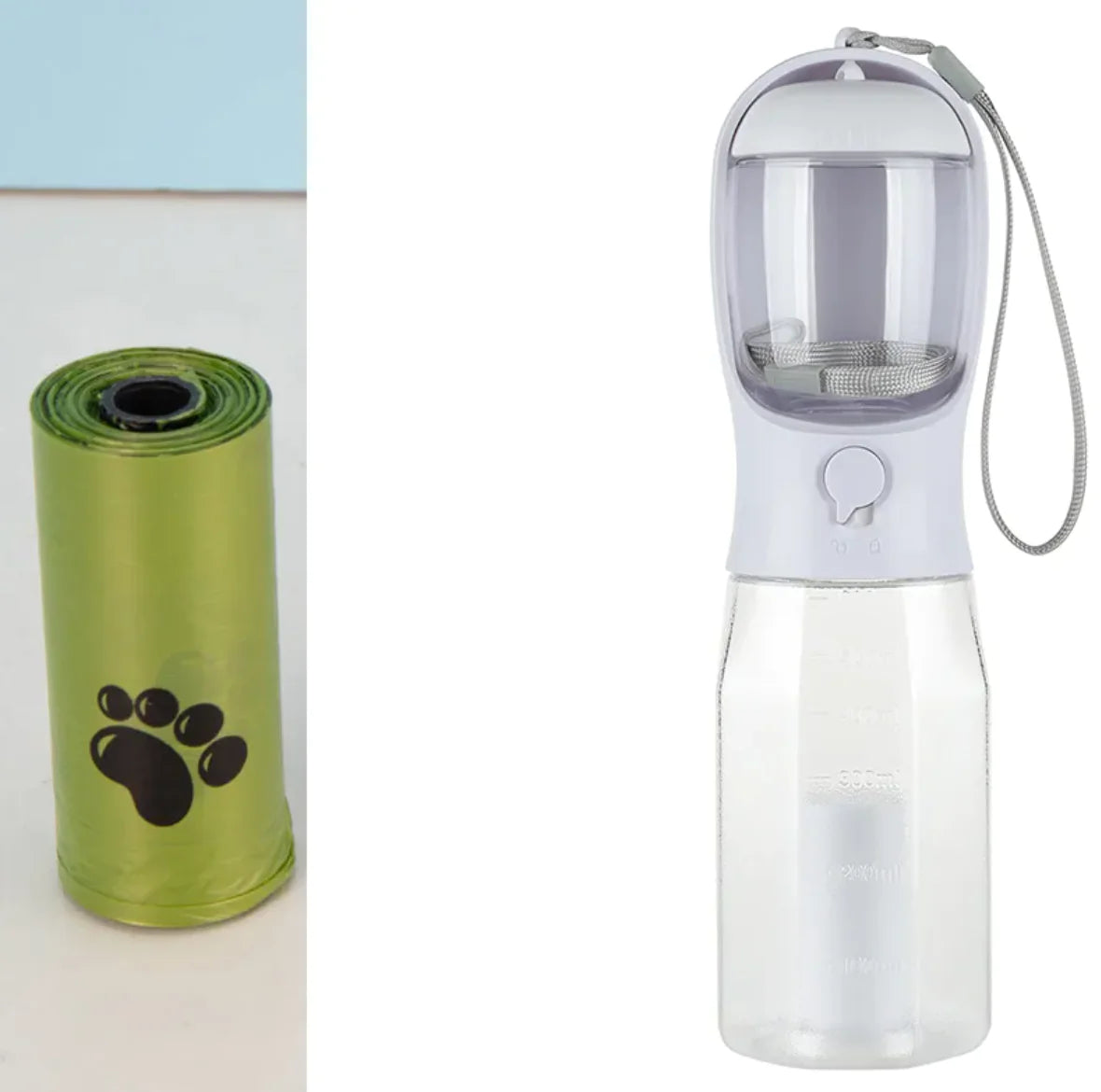 3-in-1 Pet Water & Food Bottle with Waste Bag Holder